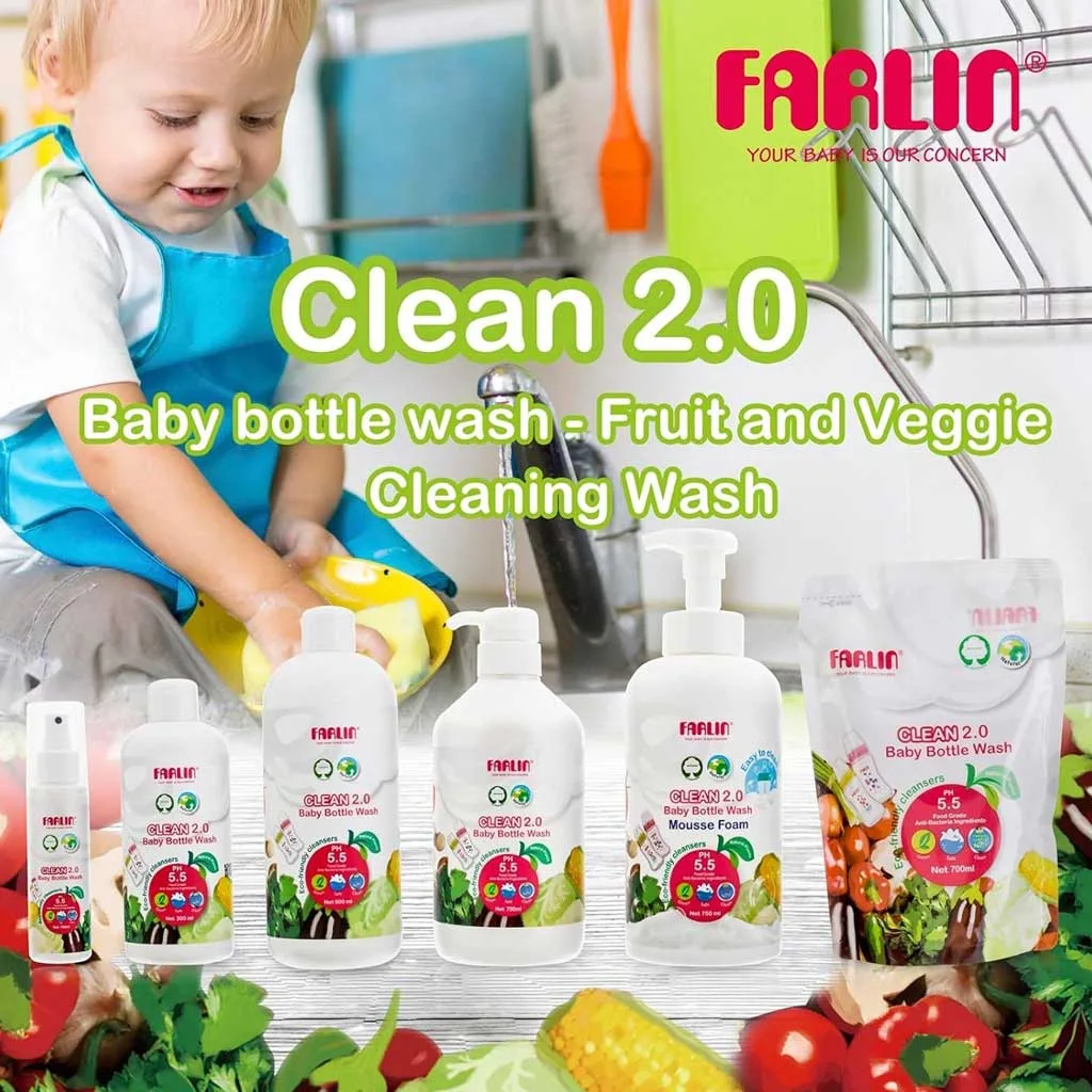 مایع استریل فارلین ضد عفونی کننده شیشه شیر سبزیجات 750ml پمپی Farlin