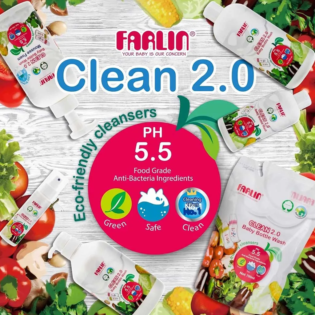 مایع استریل فارلین ضد عفونی کننده شیشه شیر سبزیجات 750ml پمپی Farlin