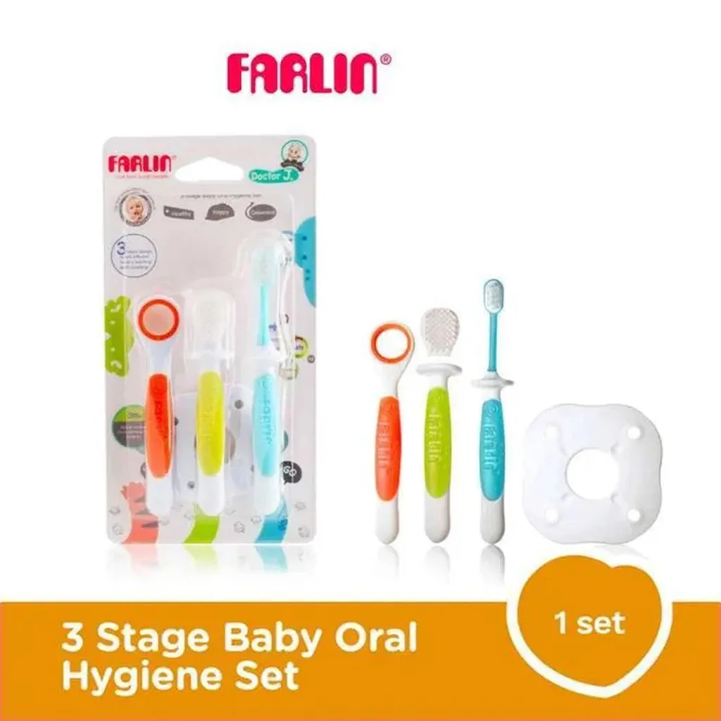 ست مسواک فارلین 3تایی بهداشت دهان و ماساژ لثه 3مرحله ای Farlin