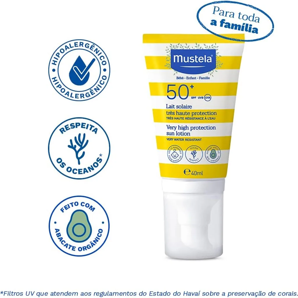 کرم ضد آفتاب ماستلا آووکادو ضد آب SPF50 حجم 40میل Mustela
