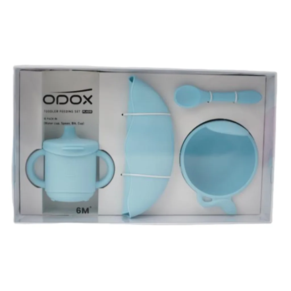 ست سیلیکونی 4تکه 6+ماه کاسه پیشبند لیوان قاشق اودوکس Odox