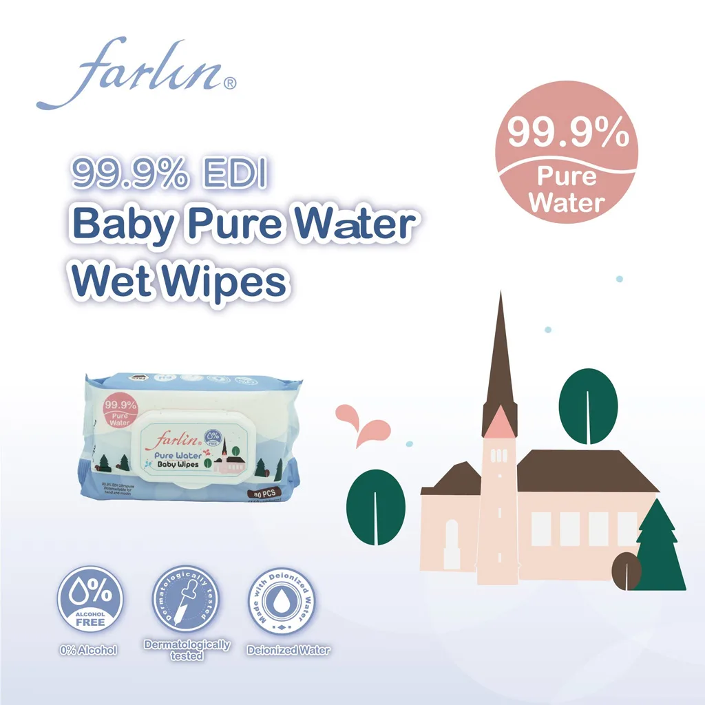 دستمال مرطوب فارلین 80عددی Pure Water نرم کننده و حافظ پوست Farlin