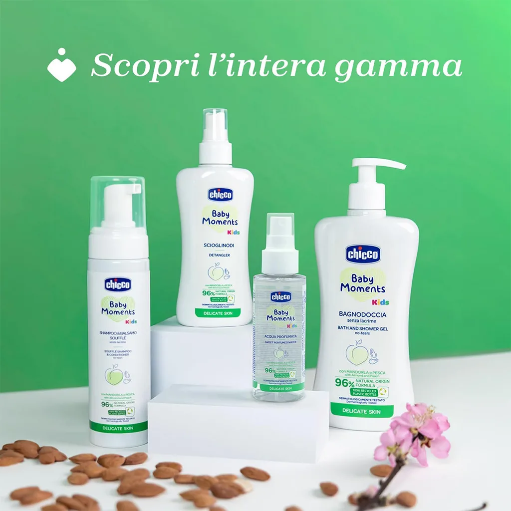 اسپری نرم کننده بازکننده گره مو چیکو 96درصد ارگانیک بادام هلو Chicco