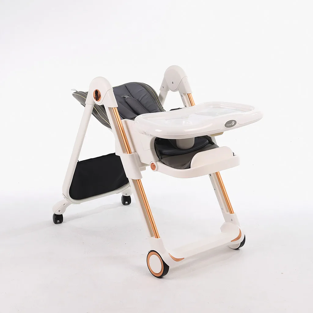 صندلی غذای فورته خاکستری ساده عرقگیردار پایه طلایی ایتالیایی Forte