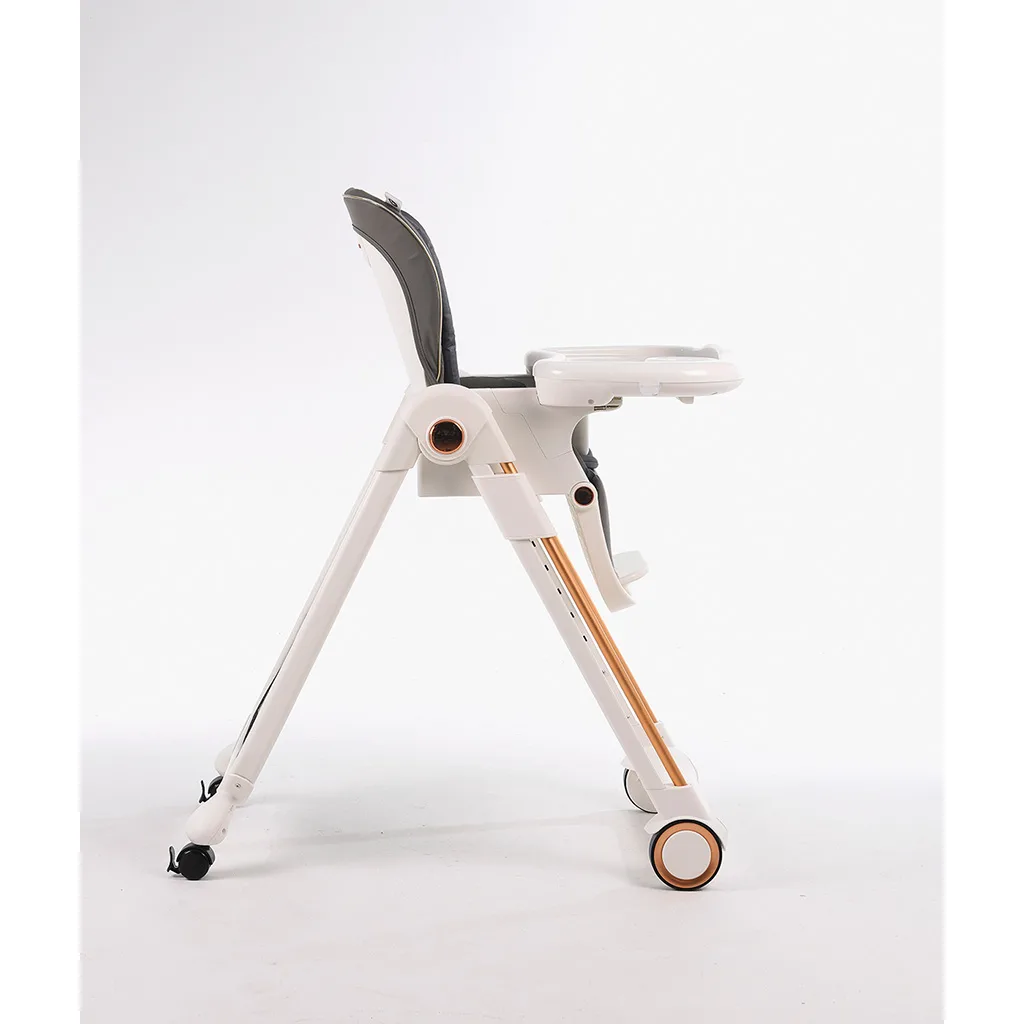 صندلی غذای فورته خاکستری ساده عرقگیردار پایه طلایی ایتالیایی Forte