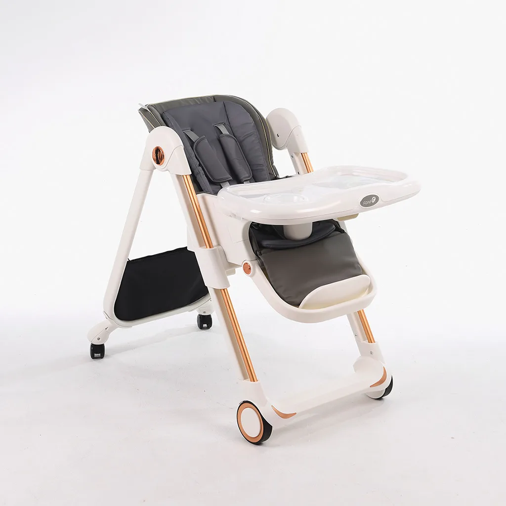 صندلی غذای فورته خاکستری ساده عرقگیردار پایه طلایی ایتالیایی Forte