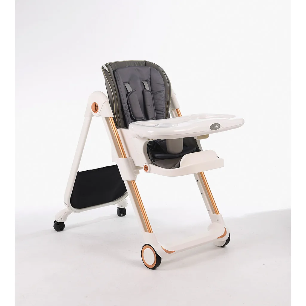 صندلی غذای فورته خاکستری ساده عرقگیردار پایه طلایی ایتالیایی Forte