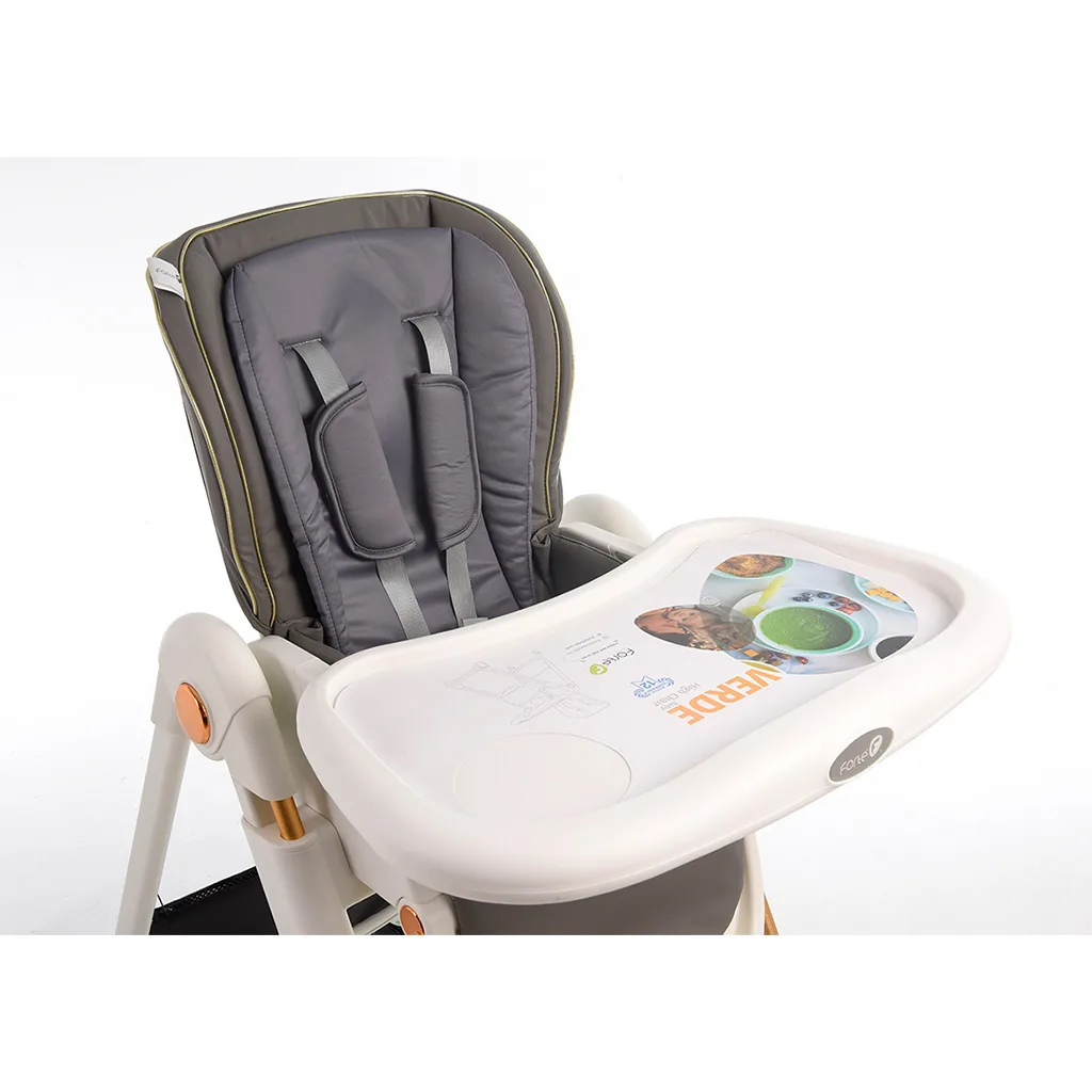 صندلی غذای فورته خاکستری ساده عرقگیردار پایه طلایی ایتالیایی Forte