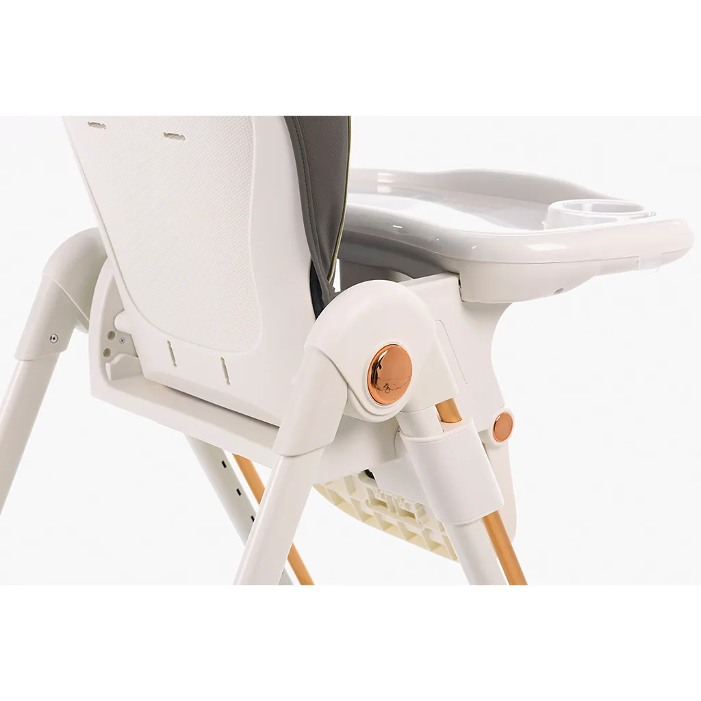 صندلی غذای فورته خاکستری ساده عرقگیردار پایه طلایی ایتالیایی Forte