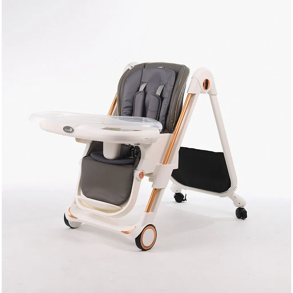 صندلی غذای فورته خاکستری ساده عرقگیردار پایه طلایی ایتالیایی Forte