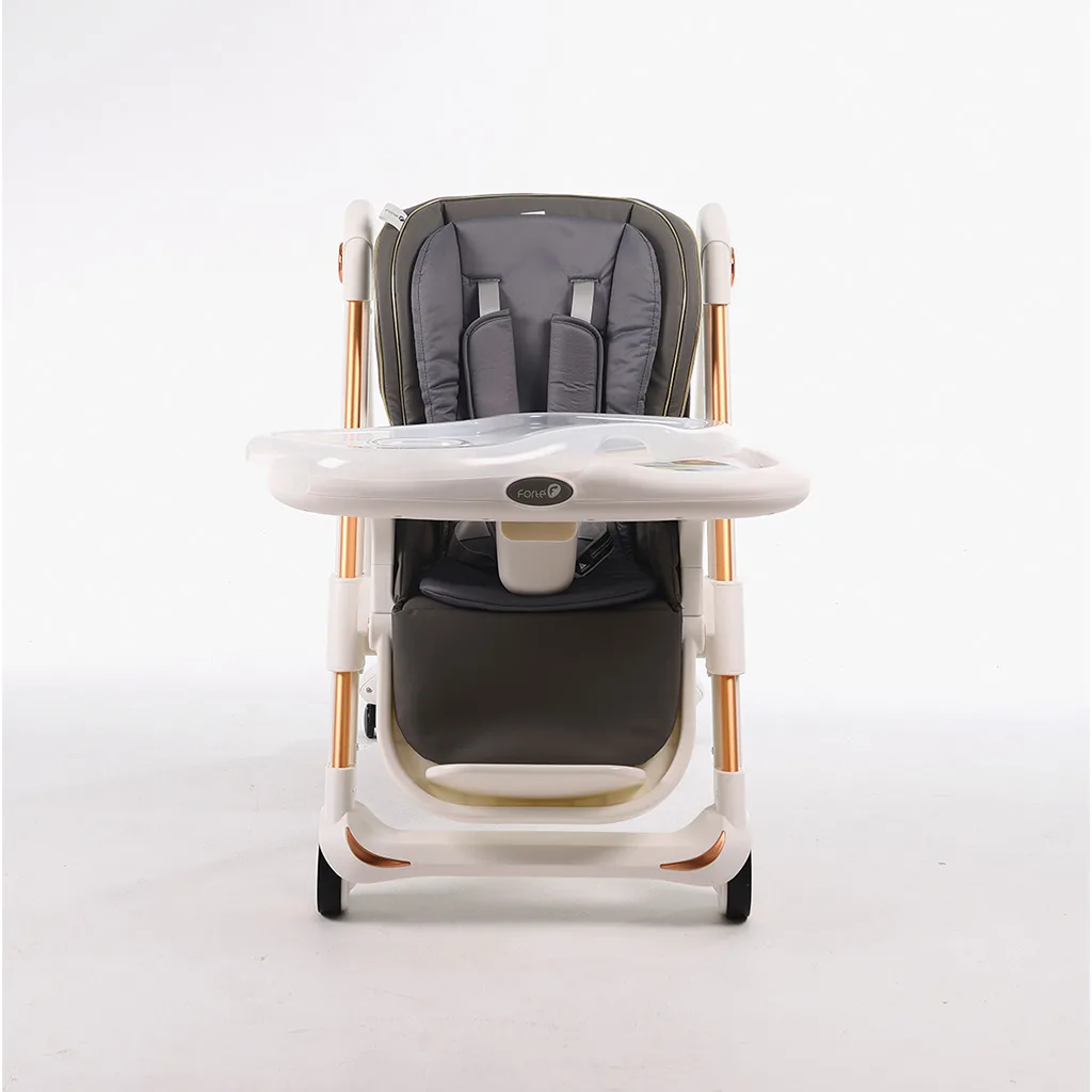 صندلی غذای فورته خاکستری ساده عرقگیردار پایه طلایی ایتالیایی Forte