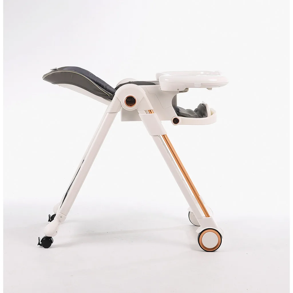 صندلی غذای فورته خاکستری ساده عرقگیردار پایه طلایی ایتالیایی Forte