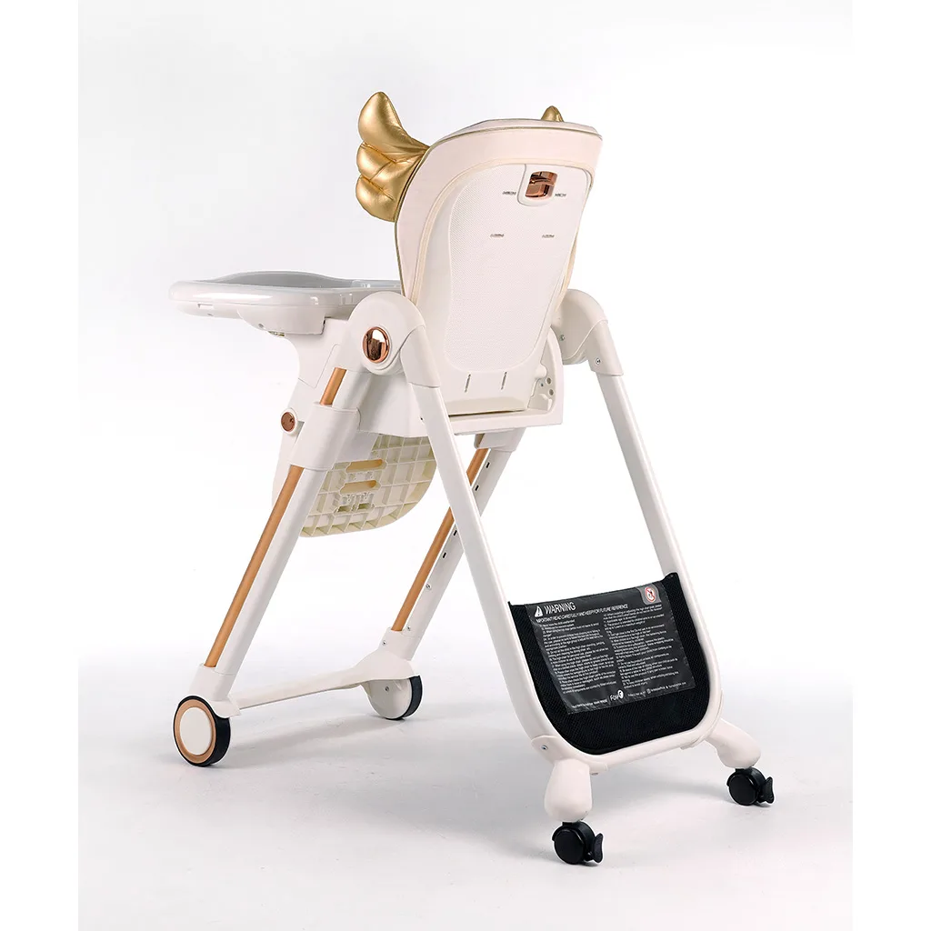 صندلی غذای فورته شیری طرح بالدار فرشته عرقگیردار پایه طلایی ایتالیایی Forte