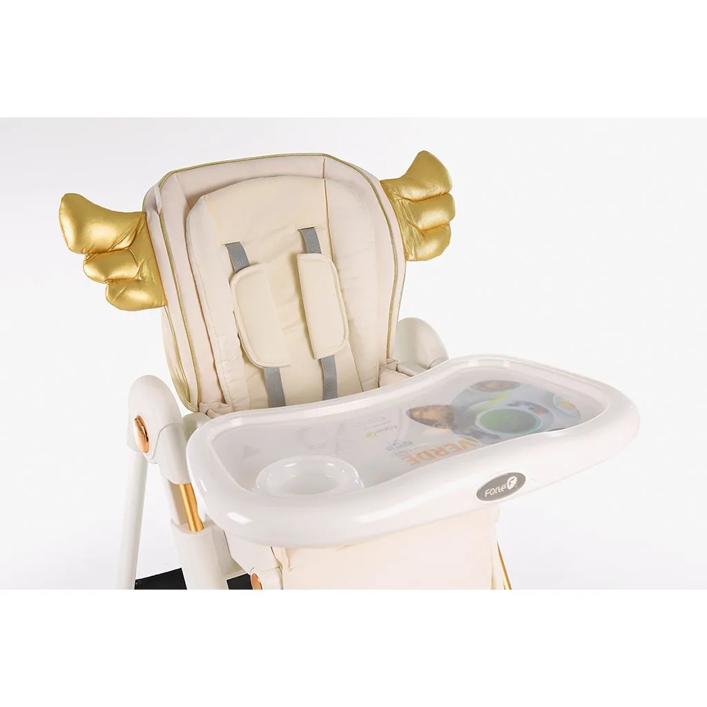صندلی غذای فورته شیری طرح بالدار فرشته عرقگیردار پایه طلایی ایتالیایی Forte