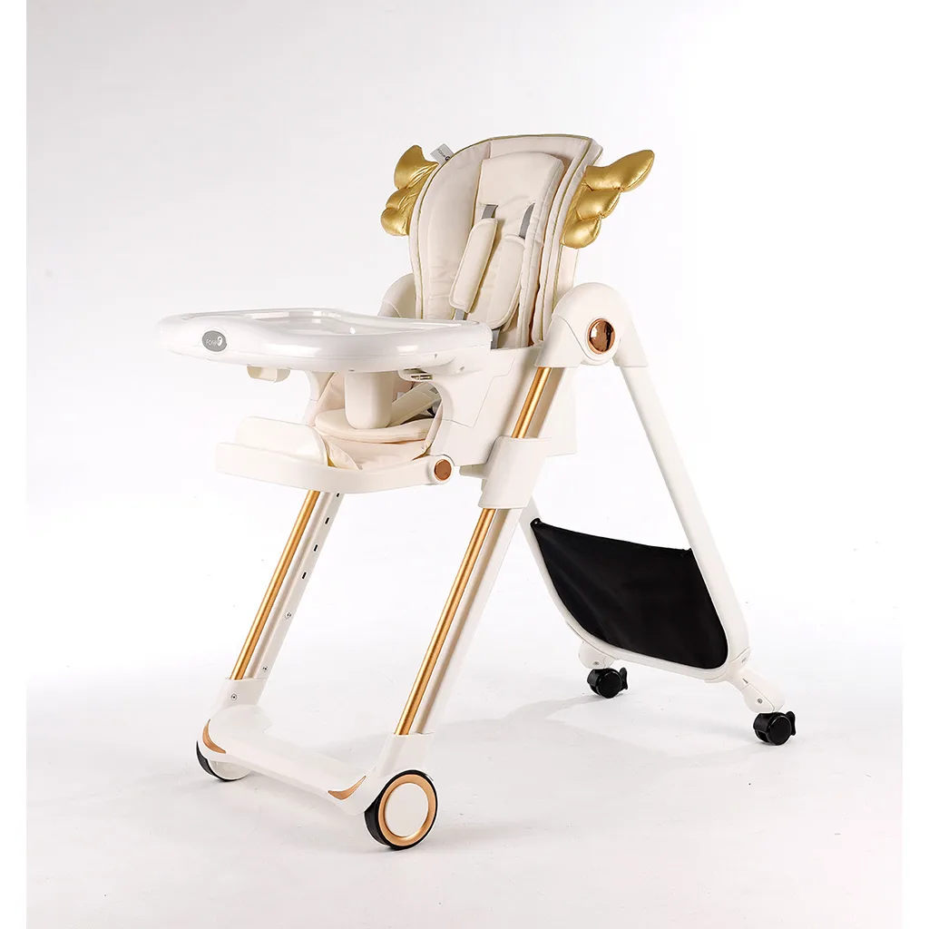 صندلی غذای فورته شیری طرح بالدار فرشته عرقگیردار پایه طلایی ایتالیایی Forte