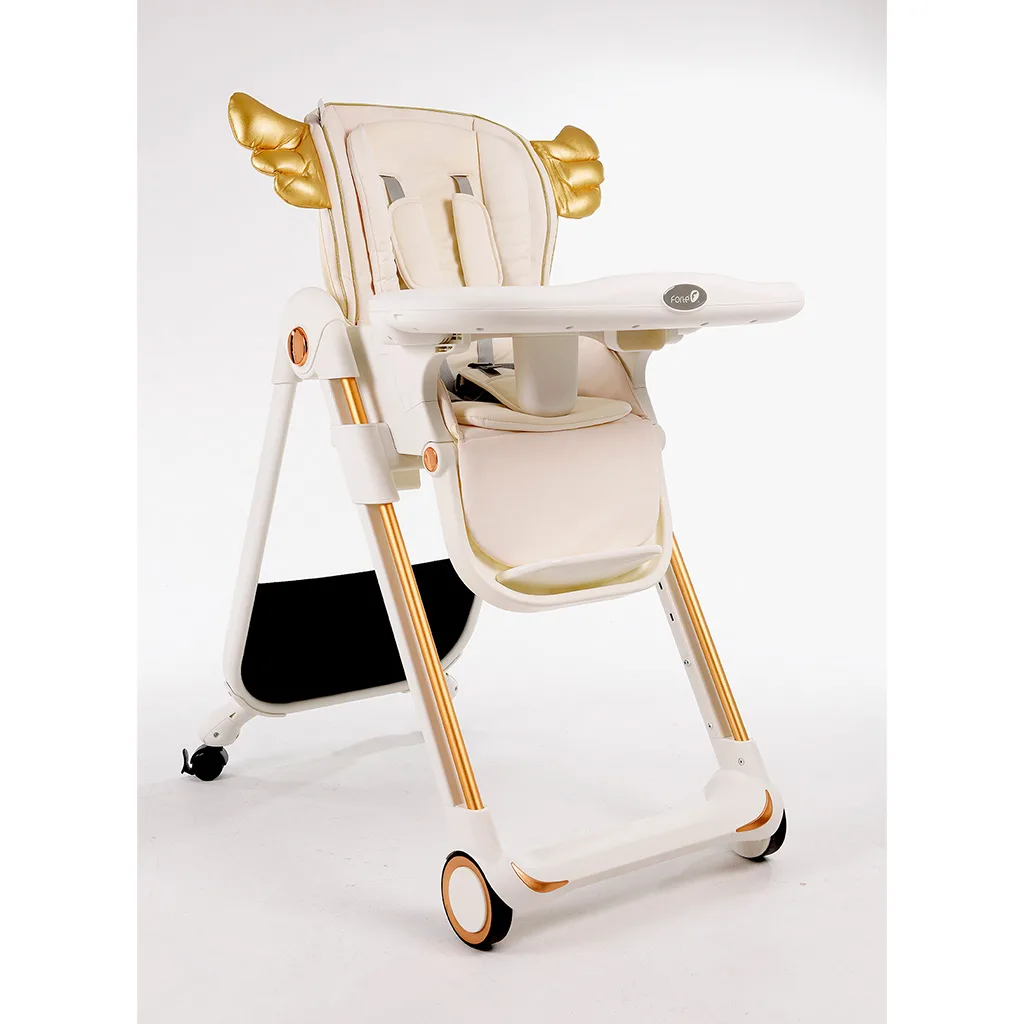 صندلی غذای فورته شیری طرح بالدار فرشته عرقگیردار پایه طلایی ایتالیایی Forte