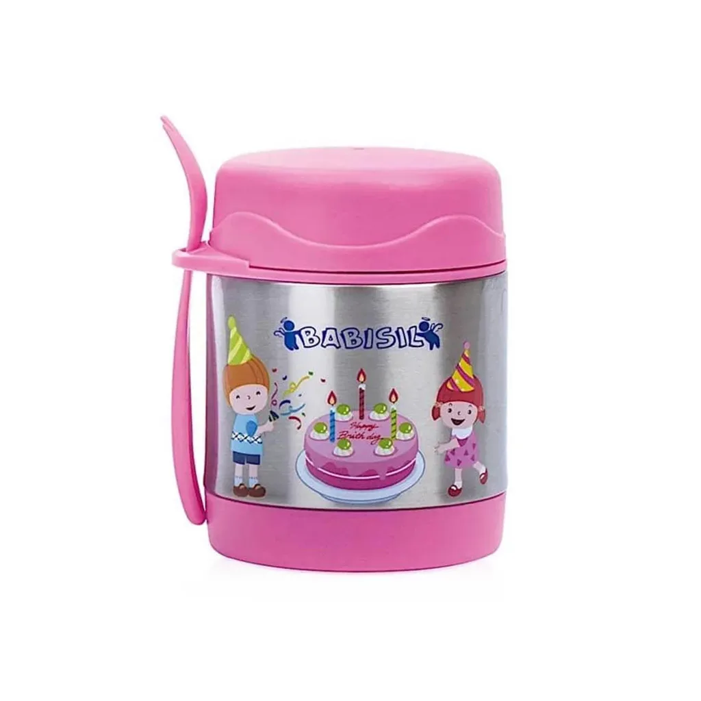 فلاسک غذا بی بی سیل استیل قاشق دار 300میل چاپ کارتونی Babisil