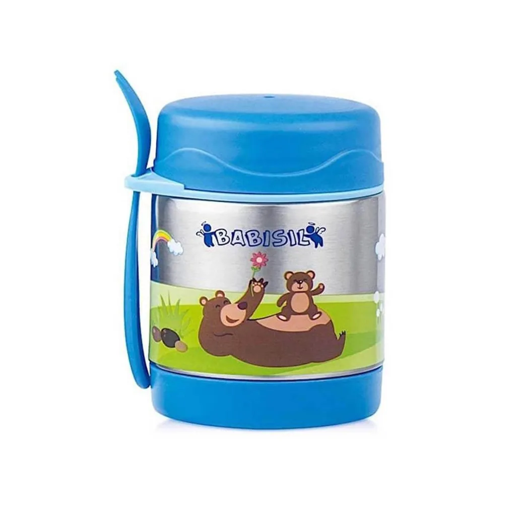 فلاسک غذا بی بی سیل استیل قاشق دار 300میل چاپ کارتونی Babisil
