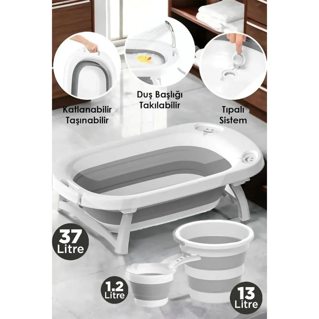 سرویس 3تکه وان حمام تاشو آکاردیونی بیضی Bee Home