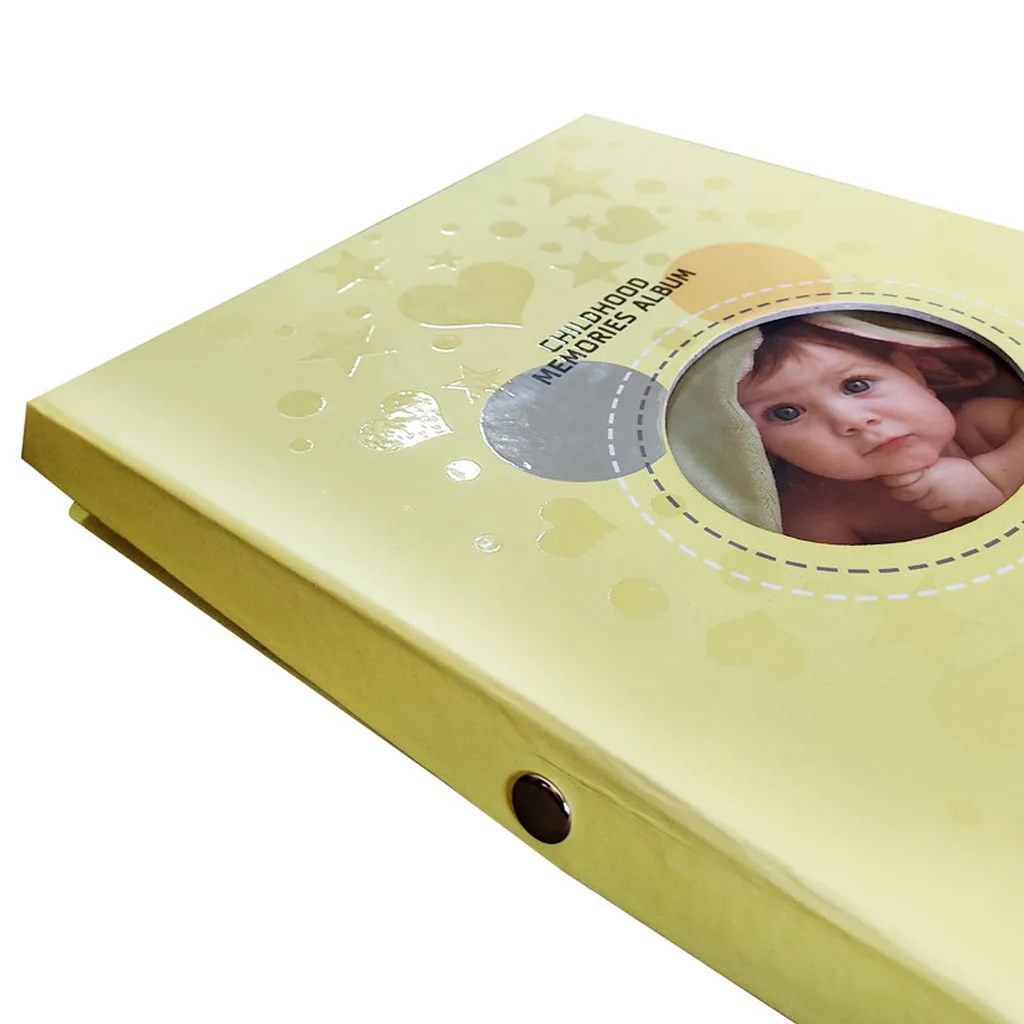 آلبوم خاطرات کودک چایلدهود 45برگی جعبه زرد طرح قلب ستاره ChildHood Momaiez