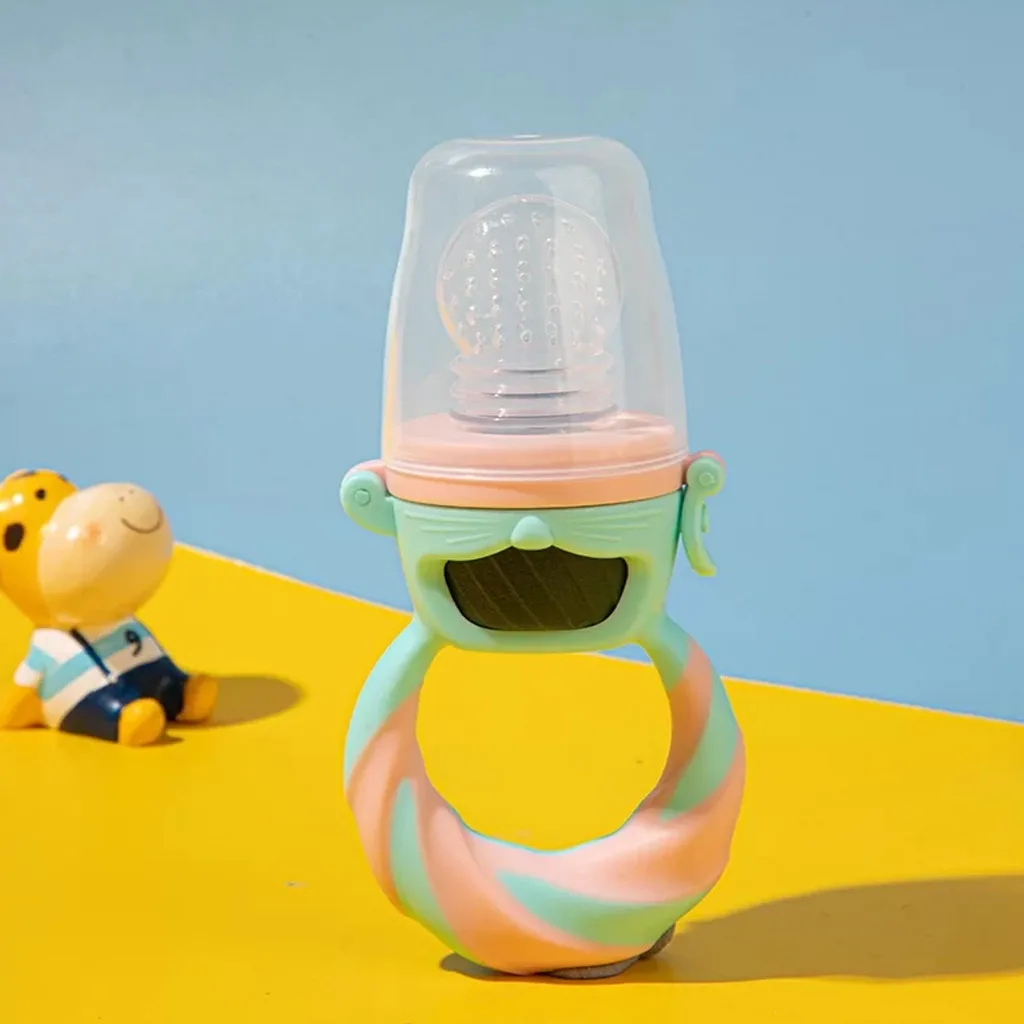 پستانک تغذیه فیدینگ میوه غذا خوری دسته مارپیچ 2رنگ قابدار چینی