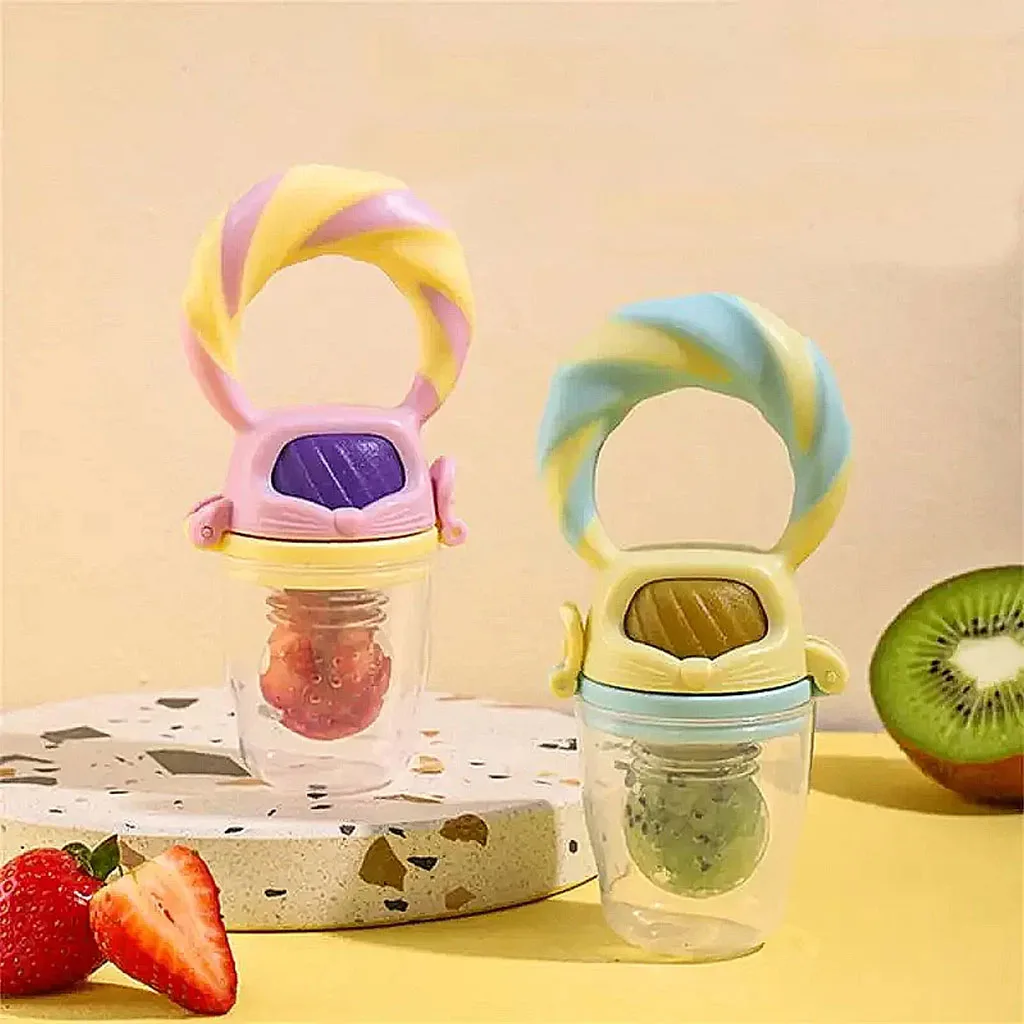 پستانک تغذیه فیدینگ میوه غذا خوری دسته مارپیچ 2رنگ قابدار چینی