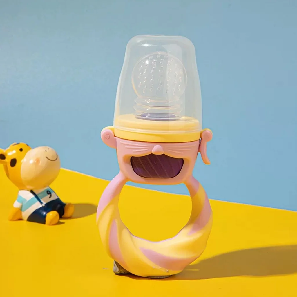 پستانک تغذیه فیدینگ میوه غذا خوری دسته مارپیچ 2رنگ قابدار چینی