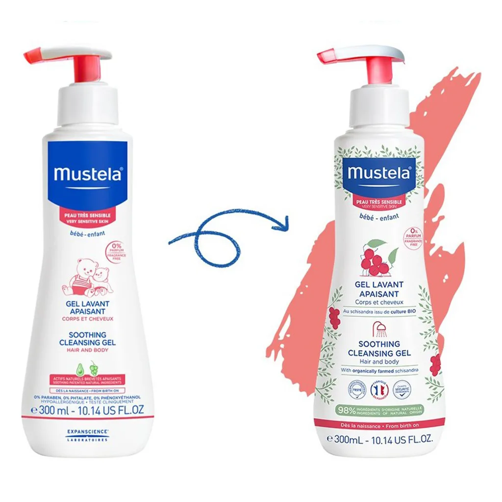 شامپو ماستلا سروبدن Gel lavant apaisant soothing سوتینگ 98درصد ارگانیک 300میل Mustela