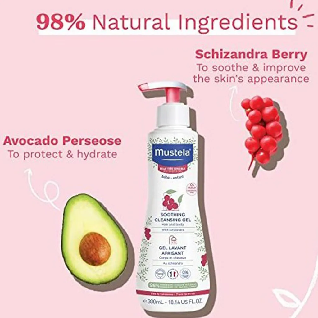 شامپو ماستلا سروبدن Gel lavant apaisant soothing سوتینگ 98درصد ارگانیک 300میل Mustela