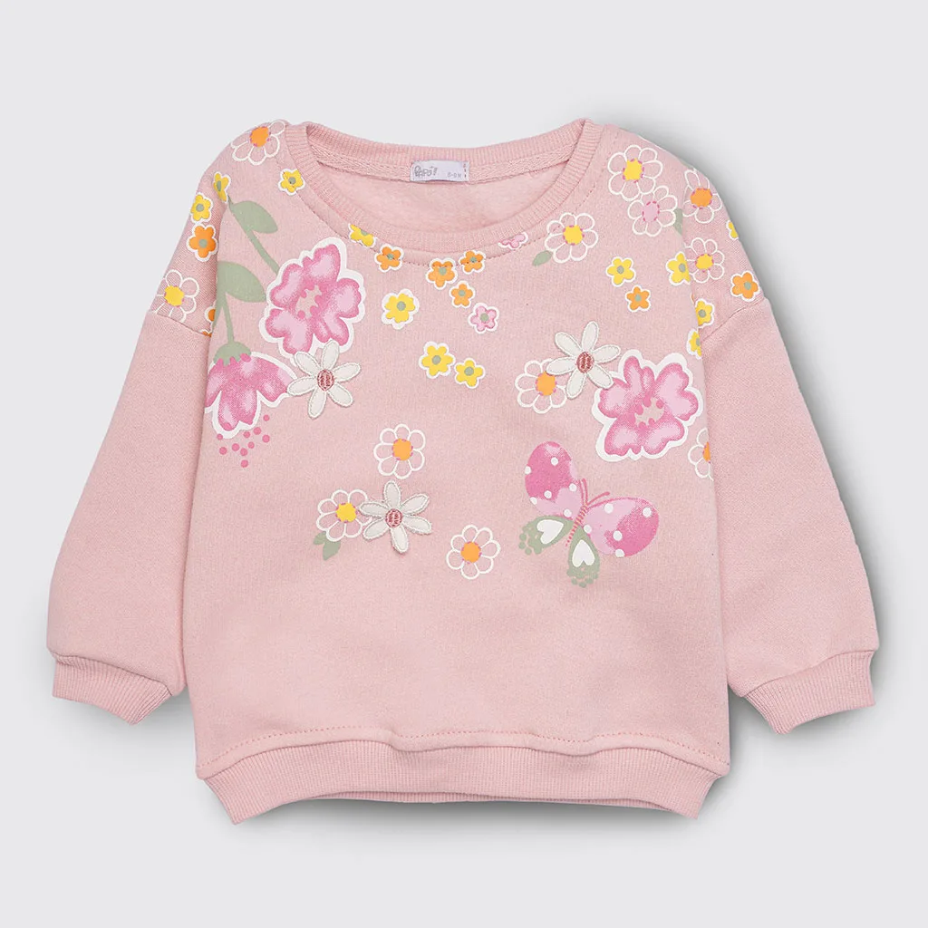 بلوز شلوار پاپو Hazhan گل پروانه نخ کرکی صورتی پاپو Papo