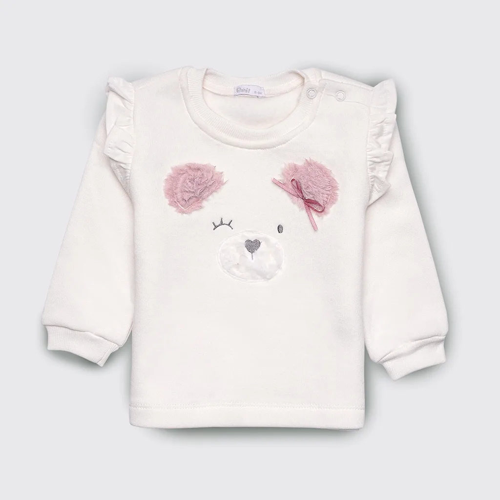 بلوز شلوار پاپو مدل Rozhia خرس گوش پولیش نخ کرکی سفید یاسی Papo