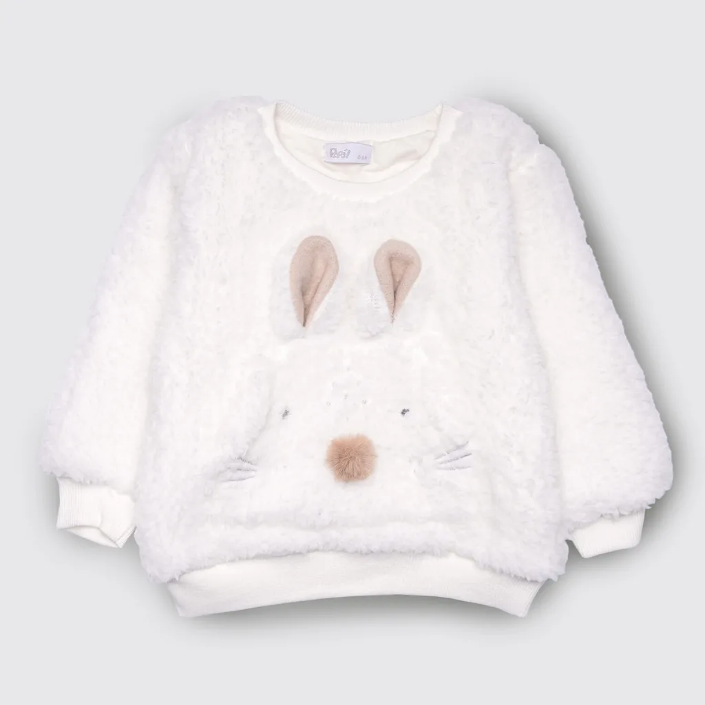 بلوز شلوار پاپو مدل Barana موش گوش برجسته پولیشی سفید کرم Papo