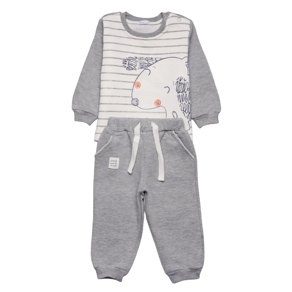 ست بلوز شلوار پاپو مدل Elshan سفید طوسی Papo