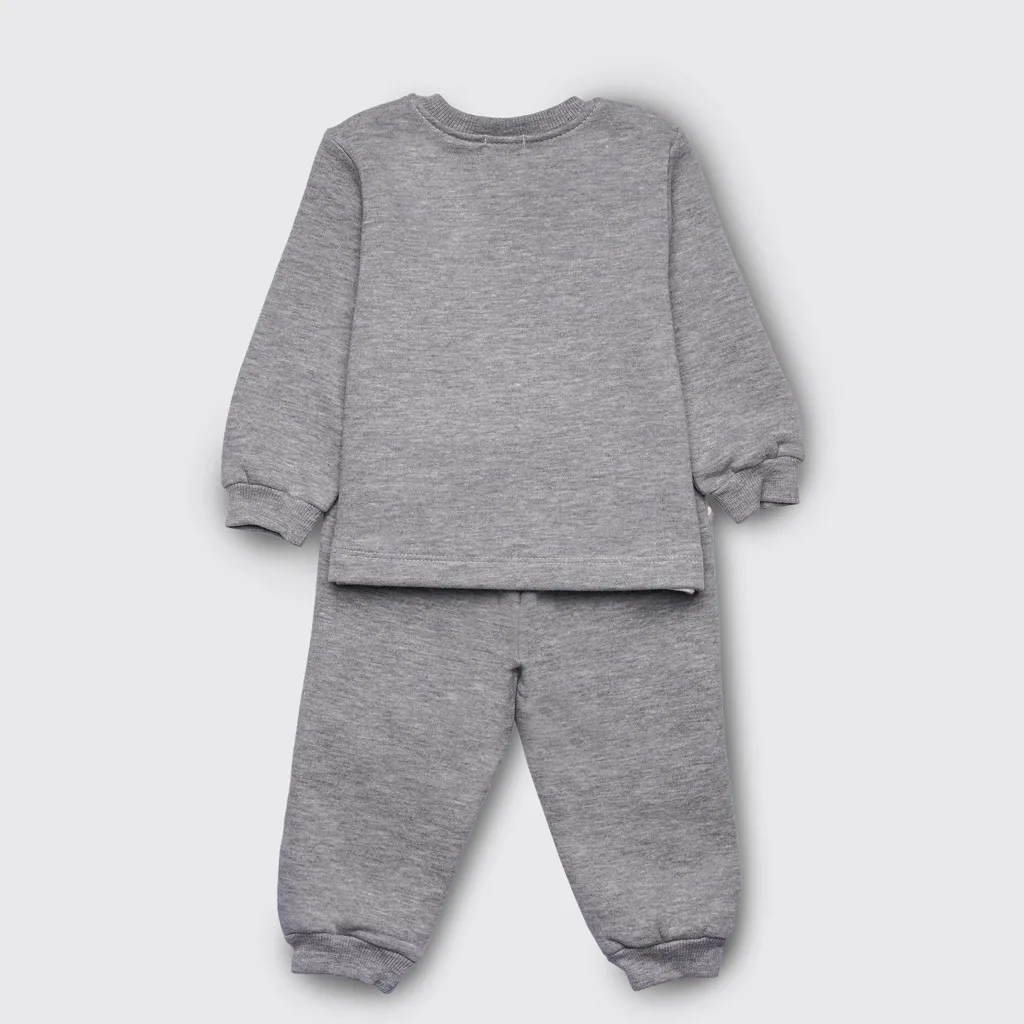 بلوز شلوار پاپو مدل Elshan سگ راه راه نخ کرکی سفید طوسی Papo