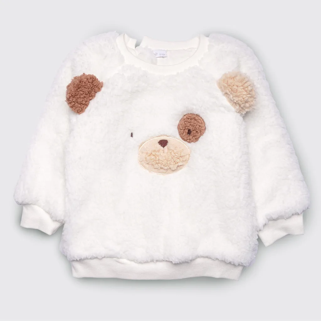 بلوز شلوار پاپو مدل Akam سگ گوش برجسته پولیشی سفید کرم Papo