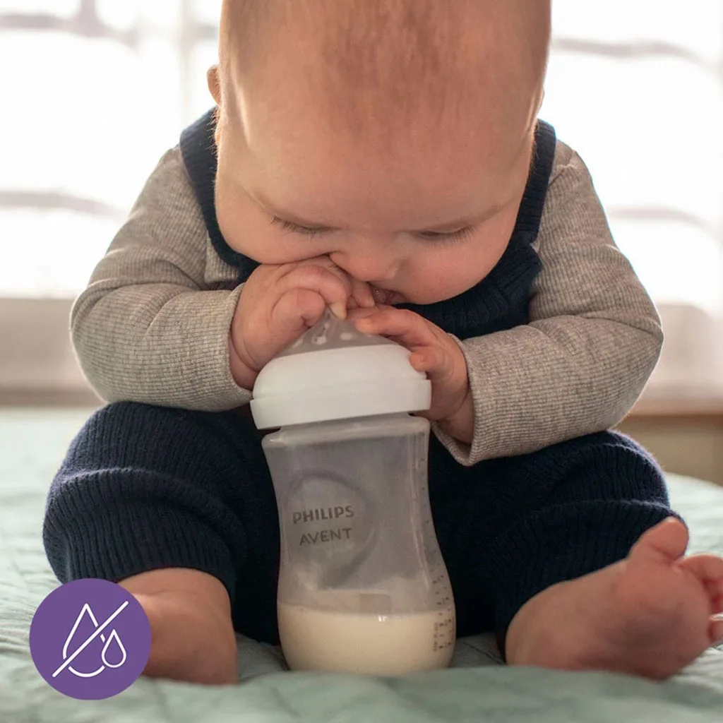 شیشه شیر نچرال 330میل بدون جعبه آغازین 3+ماه 4قطره اونت Avent