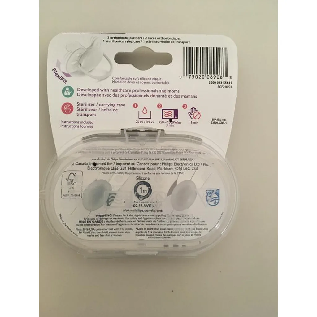 پستانک اونت 2عددی اولترا سافت Ultra Soft 0-6 سفید آبی ساده Avent