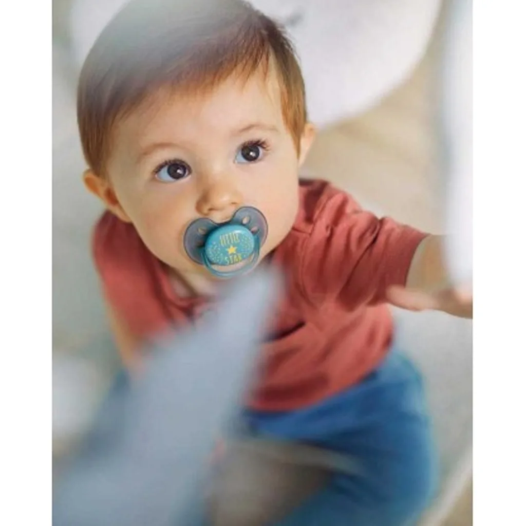 پستانک اونت 2عددی Hello little star اولترا سافت Ultra Soft 6-18 قلب ستاره Avent