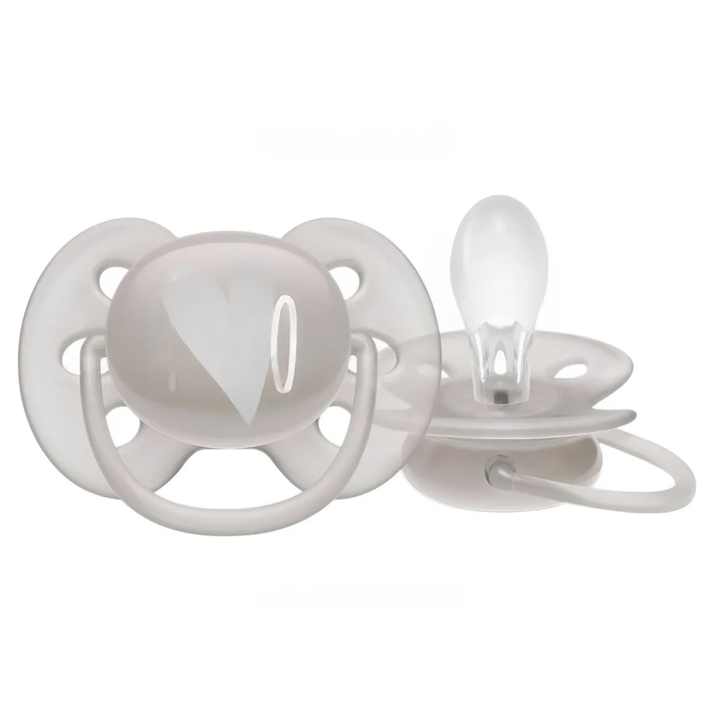 پستانک اونت 2عددی Hello little star اولترا سافت Ultra Soft 6-18 قلب ستاره Avent