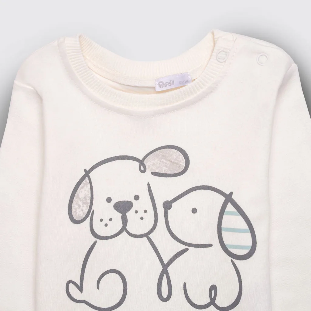 سویشرت بلوز شلوار پاپو Alpay راه راه 2سگ نخ کرکی سفید سبز Papo