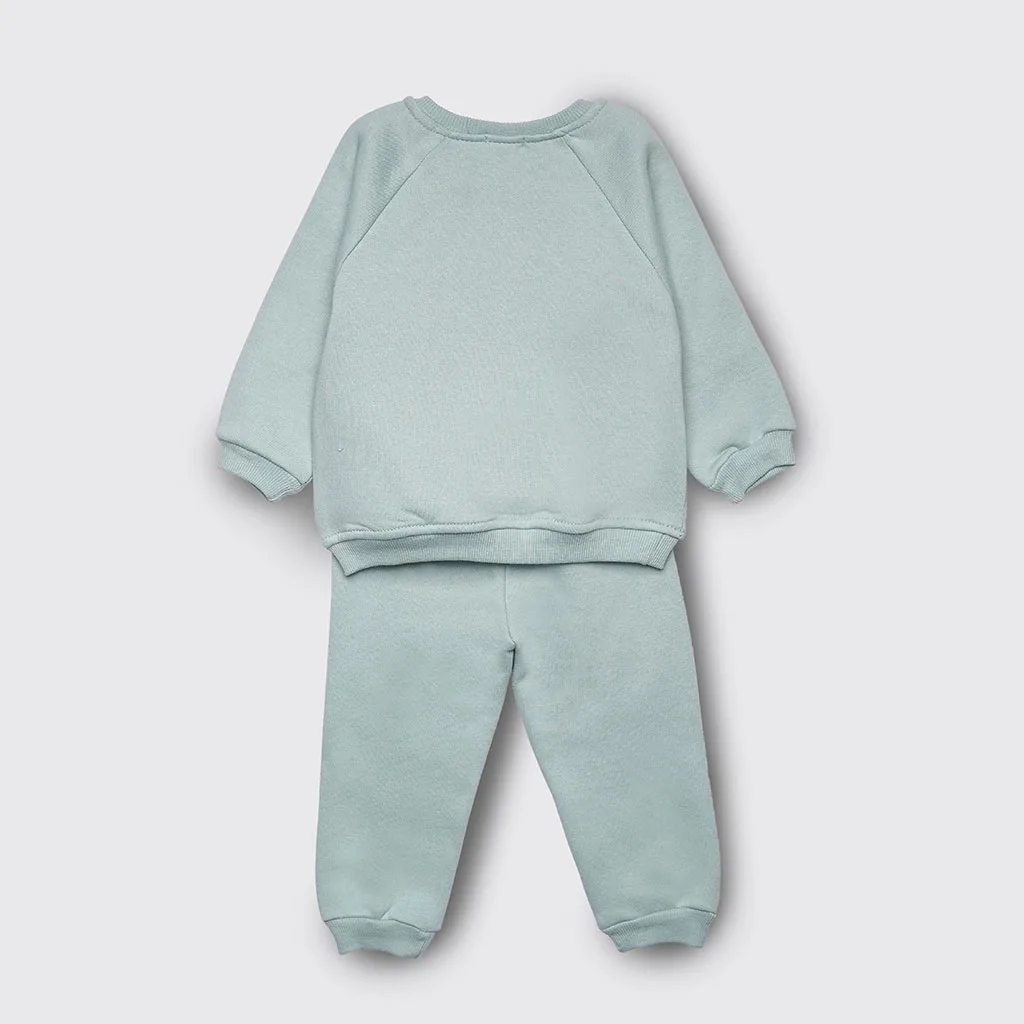 بلوز شلوار پاپو Shania خرس تکه دوزی پولیشی سبز دریایی Papo