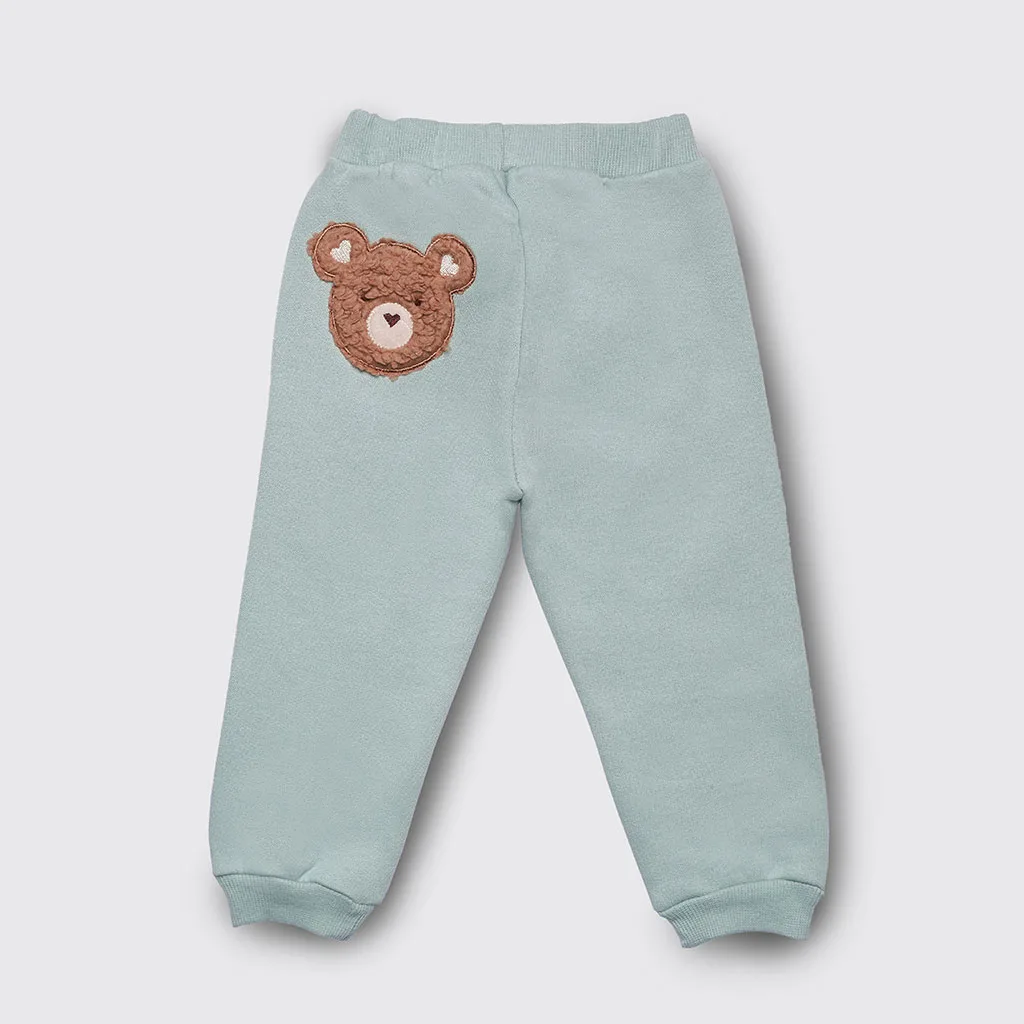 بلوز شلوار پاپو Shania خرس تکه دوزی پولیشی سبز دریایی Papo