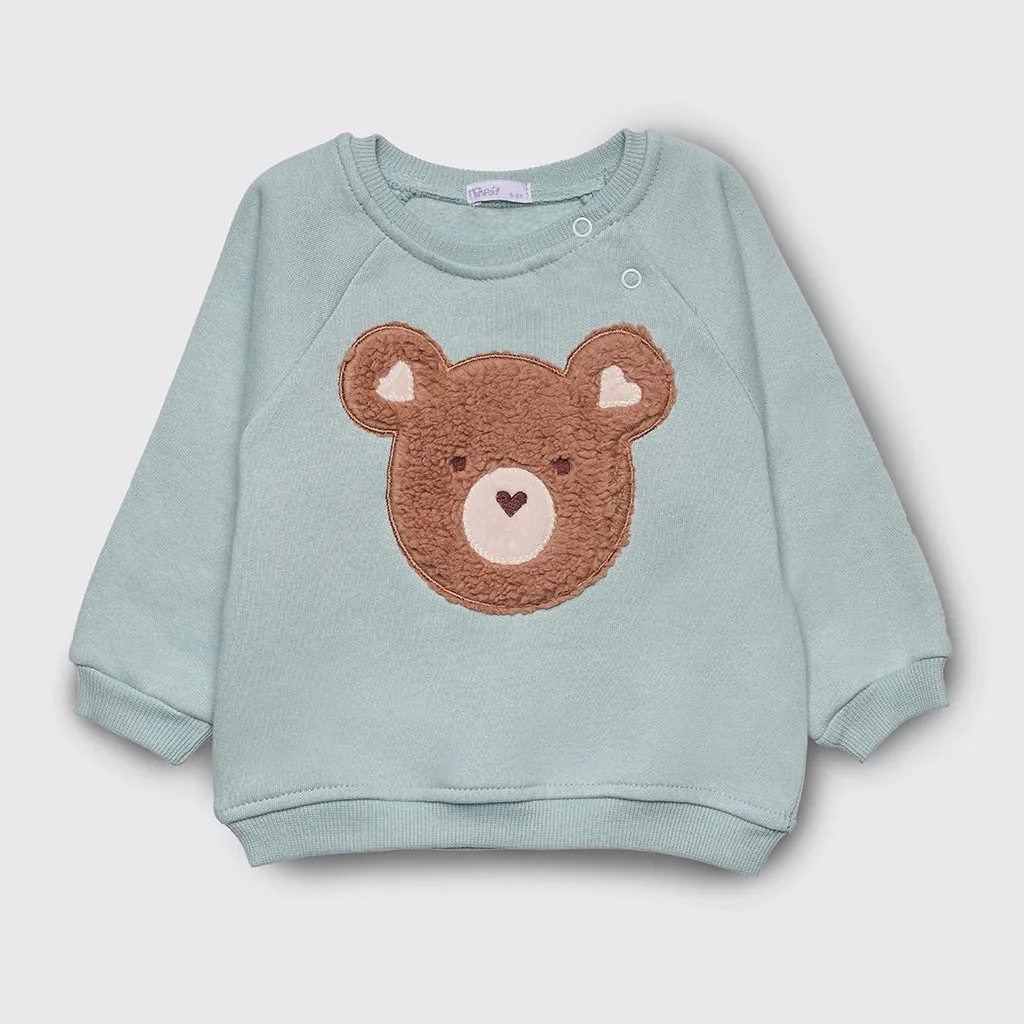 بلوز شلوار پاپو Shania خرس تکه دوزی پولیشی سبز دریایی Papo