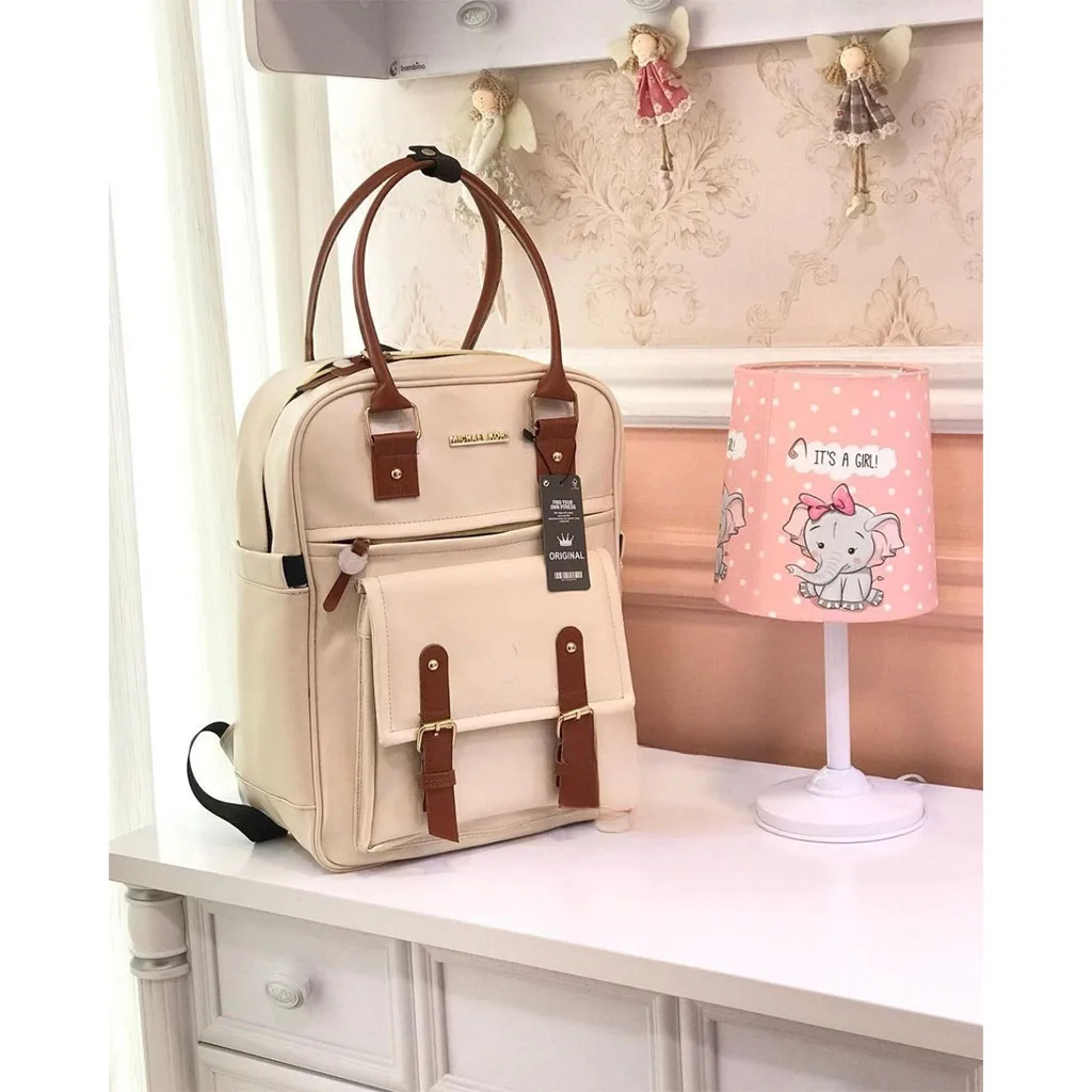 ساک لوازم یوناکو مدل کاسپین کوله ای دسته بلند جلو جیب سگکی عسلی Unaco