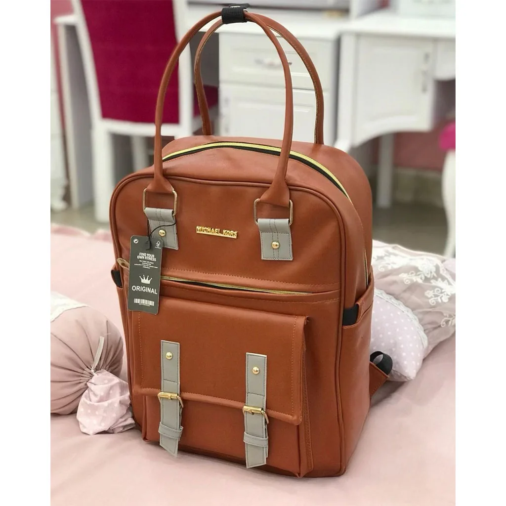 ساک لوازم یوناکو مدل کاسپین کوله ای دسته بلند جلوجیب بند برنزکدر Unaco