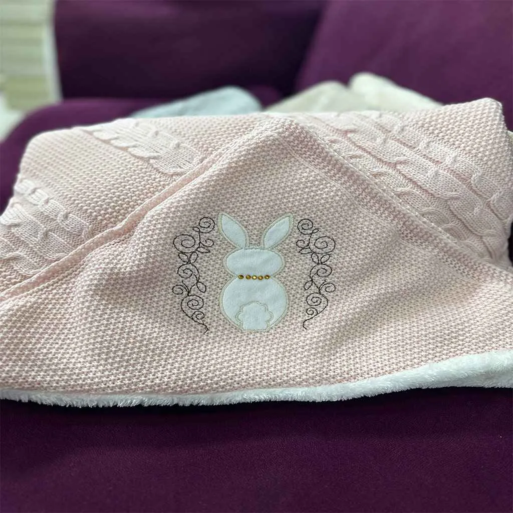 پتو بافت دوخت درشت مارپيچ كلاهدار گلدوزی خرگوش نگيندار مينل Minel