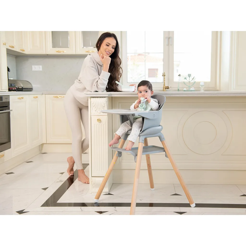 صندلی غذا کیکابو مدل Woody 2in1 پایه چوبی 2کاره Kikkaboo