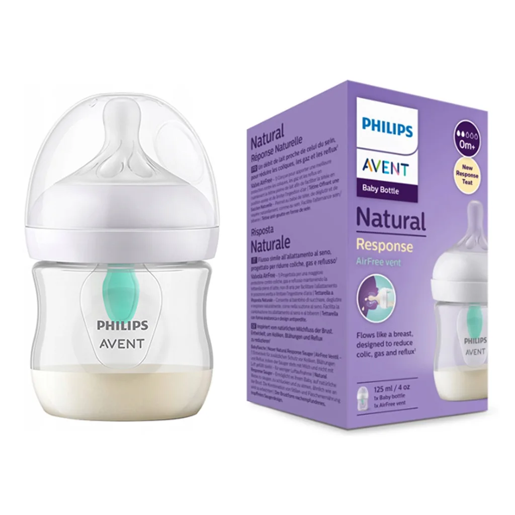 شیشه شیر اونت سوپاپدار نچرال پیركس Response ریسپانس 2قطره 0+ماه 125میل Avent