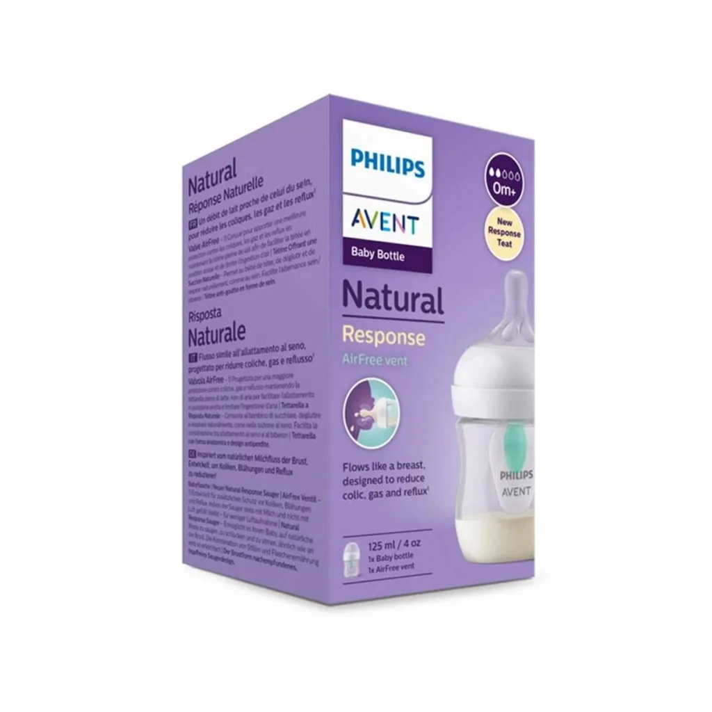 شیشه شیر اونت سوپاپدار نچرال پیركس Response ریسپانس 2قطره 0+ماه 125میل Avent