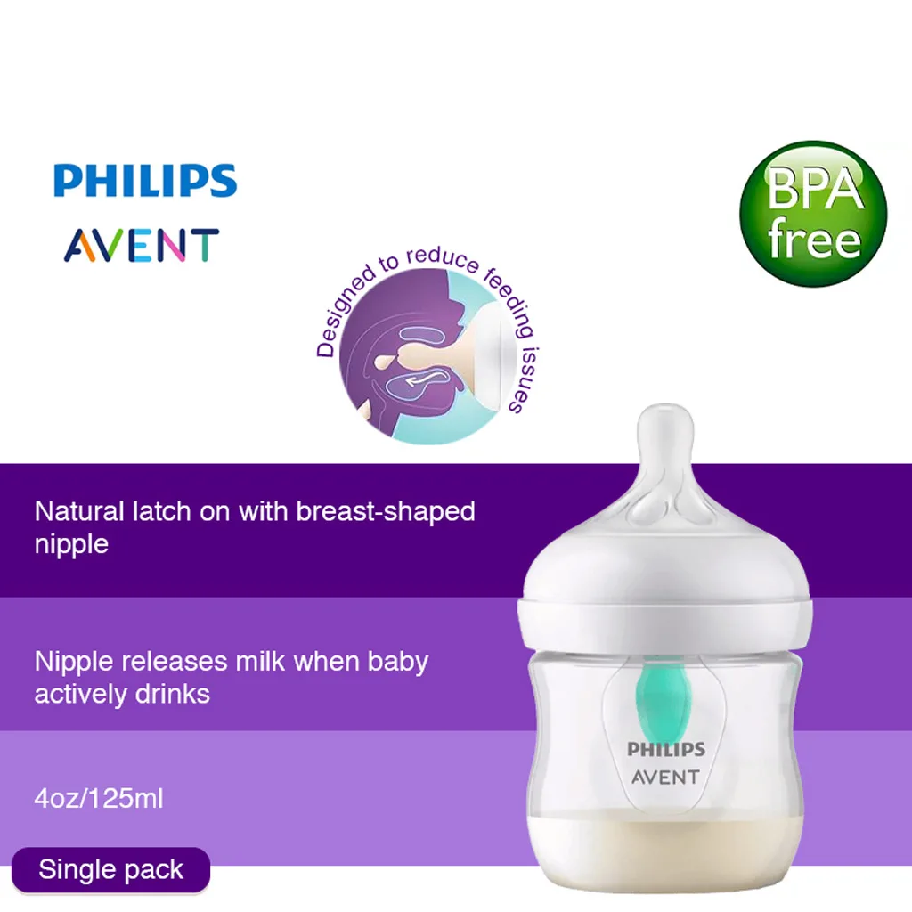 شیشه شیر اونت سوپاپدار نچرال پیركس Response ریسپانس 2قطره 0+ماه 125میل Avent